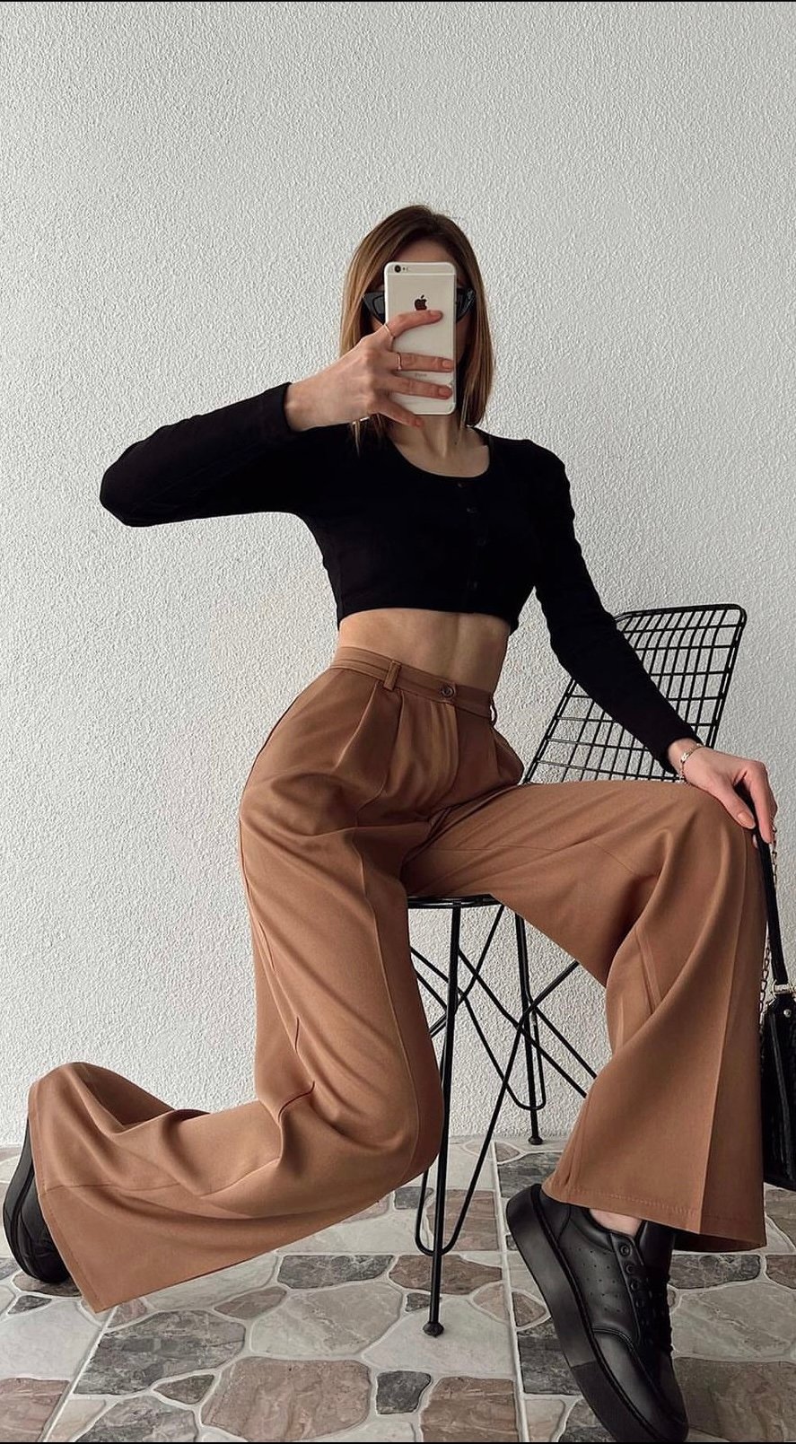 1400D736-B24C-4E9E-85E3-9D68F2834BB0 Pantalon Palazzo Marron – Image 1