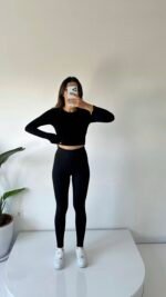 Collants côtelés noir