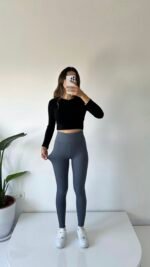 Collants côtelés gris Fonce – Image 2