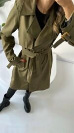 Trench long doublé vert khaki – Image 3