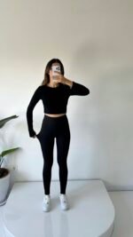 Collants côtelés noir – Image 3