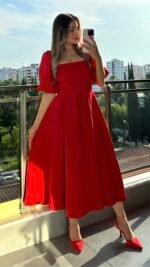 Robe rosette rouge