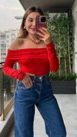 Blouse à col Rina Madonna - Rouge