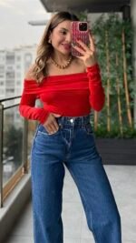 Blouse à col Rina Madonna - Rouge – Image 3