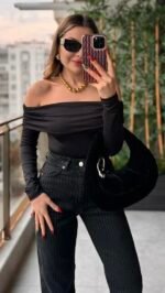 Blouse à col Rina Madonna - Noir – Image 3