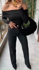 Blouse à col Rina Madonna - Noir – Image 2