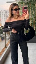 Blouse à col Rina Madonna - Noir