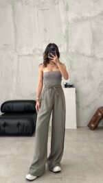 Liza pantalons Haki Basic Palazzo