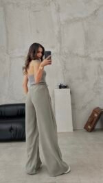 Liza pantalons Haki Basic Palazzo – Image 3
