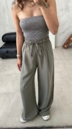 Liza pantalons Haki Basic Palazzo – Image 4