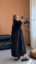 Robe bohème noire à manches longues Pinte – Image 2