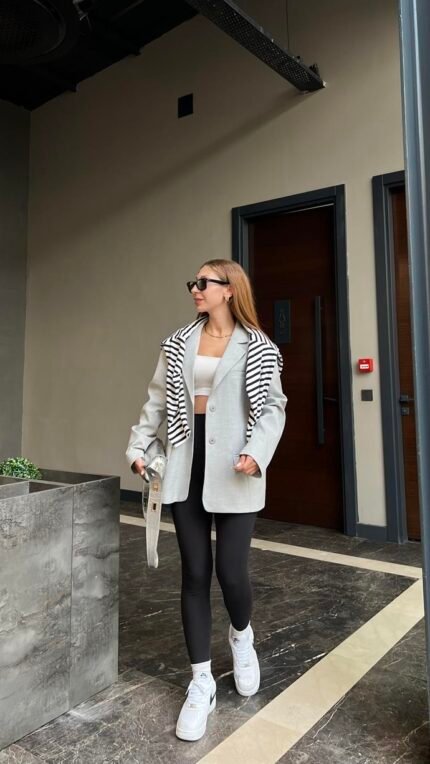 Veste blazer gris oversize oyk