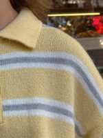 Striped Polo Collar Sweater Yellow – Image 4