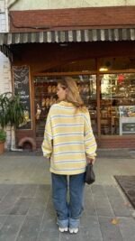 Striped Polo Collar Sweater Yellow – Image 5