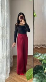 Pantalon palazzo bordeaux – Image 2