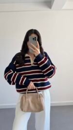 NAVY BLUE STRIPED SWEATER