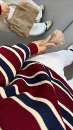 BURGUNDY STRIPED SWEATER – Image 2