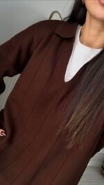 Relax Polo Collar Knitwear Set Brown – Image 2