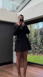 BLACK MINIATURE BOW DETAILED DRESS