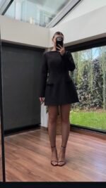 BLACK MINIATURE BOW DETAILED DRESS – Image 2