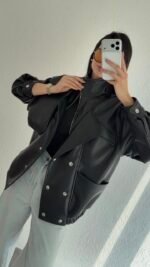 Leather jacket Black – Image 3